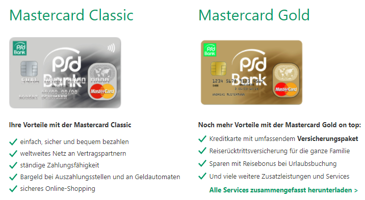 Mastercard Classic Gold PSD Bank